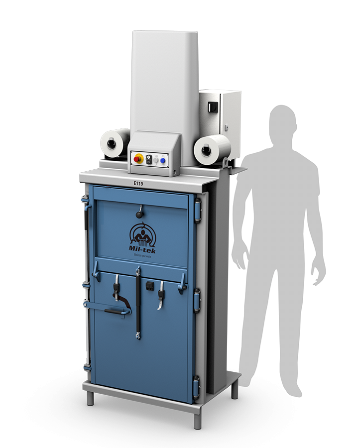 E119 Prensa eléctrica para plástico y cartón