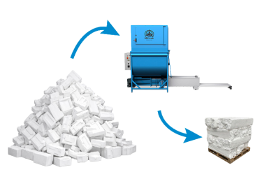 Compactación de poliestireno expandido: de cajas completas a bloques compactos de alta densidad
